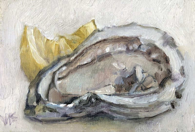 "Local Select," 4x6, oil, Michel McNinch, Cheers to the oyster!
End of the Season Oysters