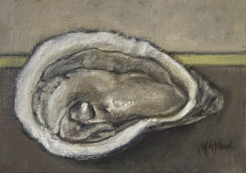 "Yellow Stripe," 5x7, oil, Michel McNinch, Cheers to the oyster! 
End of the Season Oysters