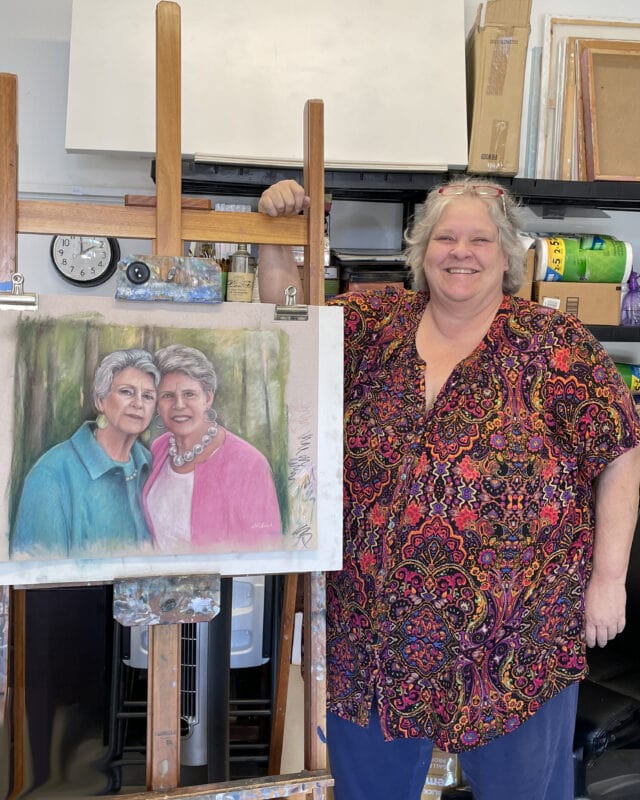 I am so thrilled that my portraits are finished and resting safely at RAMCO framing in Irmo.  It was a pleasure to show them to my patron/friend/childhood memory keeper/cheerleader, Susan.  We had fun reminiscing and enjoying the big reveal.